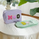 Personalized Heart-Shaped Embroidered Name Striped Makeup Bag Daily Travel Use Wedding Party Birthday Gift for Women Bridesmaids