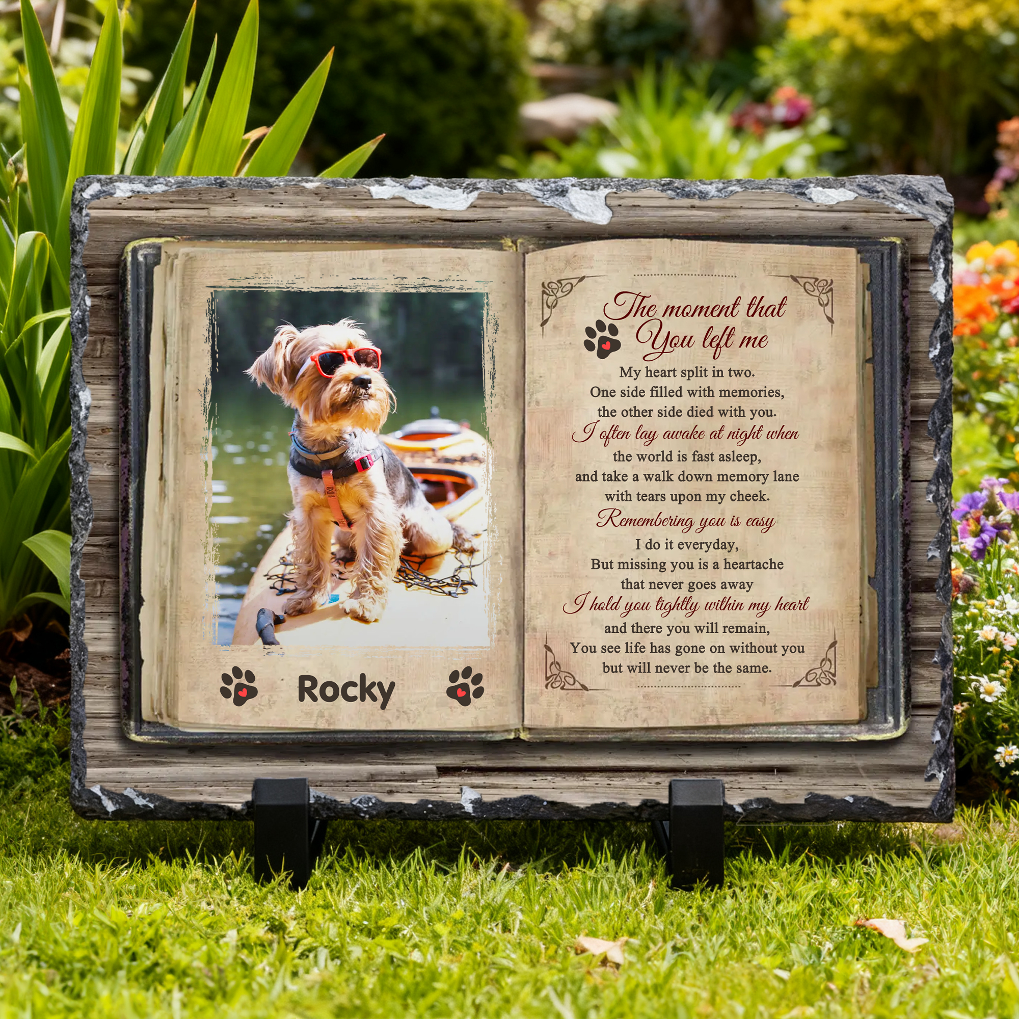 Livre personnalisé pour animaux de compagnie Pierre de jardin avec nom Décoration de la cour Cadeau pour propriétaires d'animaux de compagnie Amoureux du jardin