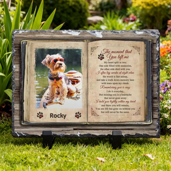 Personalized Book Design Pet Memorial Photo Garden Stone with Name Courtyard Decor Pet Keepsake Gift for Pet Owners Garden Lovers