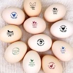 Silueta de gallina personalizada Sello de pétalos de huevo Etiqueta de seguridad para huevos de granja con caja y tinta de calidad alimentaria Regalo de cumpleaños para granjero criador familiar