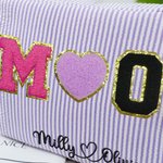 Personalized Heart-Shaped Embroidered Name Striped Makeup Bag Daily Travel Use Wedding Party Birthday Gift for Women Bridesmaids