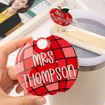 Personalized Apple Disco Ball Book Pencil Straw Topper Nameplate with Text Accessory for Stanley Cup Christmas Appreciation Gift for Teacher