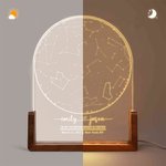 Personalized Star Map Acrylic LED Night Light with Text and Wooden Base Birthday Wedding Anniversary Christmas Gift for Family Couple