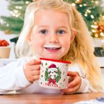 Personalised Wreath Cartoon Christmas Hat Animal 12 oz Enamel Mug with Name Christmas Gift for Family Kids