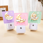 Personalized Moon Clouds Stars Cute Sleeping Cartoon Baby Soft Glow LED Night Light with Name Date Nursery Decor Birthday Baby Shower Gift for Kid
