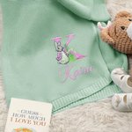 Personalised Embroidered Peter Rabbit Soft Cotton Baby Blanket with Initial and Name Happy Easter Birthday Gift for Newborns Kids