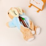 Personalised Bunny Rabbit Plush Pencil Bag with Embroidered Name School Stationery Christmas Back to School Birthday Gift for Kids