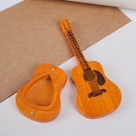 Support de médiators en bois en forme de guitare avec texte gravé et 1-4 médiators Accessoires de musique Cadeau d'anniversaire de Noël pour joueur de guitare