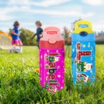 Personalized Deer Santa Claus Christmas-Themed Letters 12 oz Insulated Kid Water Bottle with Handle and Straw Christmas Gift for Boys Girls