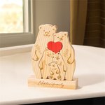 Personalisierte hölzerne Bär Familie rotes Herz Puzzle mit 2-6 Namen und Familiennamen Schreibtisch Dekoration Geburtstag Weihnachtsgeschenk für Familie