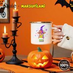 Personalised Multicolor Classic Cartoon Bats Halloween Witch Marsupilami 12 oz Enamel Mug with Name Halloween Gift for Kids | Callie × Marsupilami®