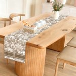 Personalized Toile De Jouy Multicolour Table Runner with Letters and Name Dining Room Home Decor Housewarming Gift for New Home Family Couples