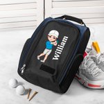 Personalized Cartoon Character Birth Flower Golf Shoes Bag with Name Multi-Compartment Sports Accessories Golf Club Birthday Gift for Golf Lovers