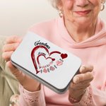 Personalized Family Heart Design Tin Box and 6 Pcs Sewing Tools Set with Kid Names Christmas Birthday Gift for Tailor Sewing Lover