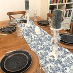 Personalized Toile De Jouy Multicolour Table Runner with Letters and Name Dining Room Home Decor Housewarming Gift for New Home Family Couples