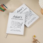 Personalized USA Adventure Map Name Journal Notebook with Lined Pages and Cover Name Gap Year Graduation Gift for Kids Graduates