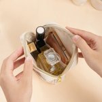 Personalized Floral Initial Highland Cow Square Corduroy Makeup Bag with Name and Zipper Travel Birthday Gift for Women Friends