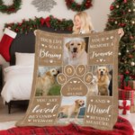 Personalised 4 Pet Photos Love Paw Soft Throw Blanket with Name Remembrance In Loving Memory Sympathy Gift for Loss of Pets
