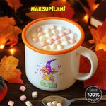 Personalised Multicolor Classic Cartoon Bats Halloween Witch Marsupilami 12 oz Enamel Mug with Name Halloween Gift for Kids | Callie × Marsupilami®