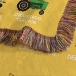 Personalized Construction Truck Multicolor Soft Tassel Blanket with Name Birthday Christmas Gift for Kids Truck Lovers