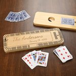 Personalised Wooden 3 Track Text Cribbage Board with Pegs and Poker Game Night Christmas Birthday Gift for Cribbage Lovers