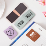 Marque-page magnétique en cuir PU avec nom et initiales Cadeau d'anniversaire pour les amoureux du livre