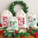 Sacco di Babbo Natale personalizzato in tela con nome e pupazzo di neve regalo perfetto per amici e famiglia