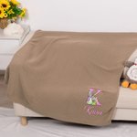 Personalised Embroidered Peter Rabbit Soft Cotton Baby Blanket with Initial and Name Happy Easter Birthday Gift for Newborns Kids