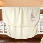 Personalised Embroidered Peter Rabbit Soft Cotton Baby Blanket with Initial and Name Happy Easter Birthday Gift for Newborns Kids