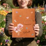 Personalized Multiple Watercolor Flower PU Leather Notebook Cover with Name Christmas Birthday Gift for Women Friends