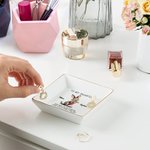 Personalised Watercolor Mom and Baby Animals Square Ceramic Trinket Jewellery Dish with Name and Text Home Decor Christmas Birthday Gift for Family