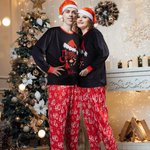 Set di pigiami natalizi coordinati con nome personalizzato a maniche lunghe regalo a tema di Natale per famiglia