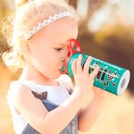 Personalized Deer Santa Claus Christmas-Themed Letters 12 oz Insulated Kid Water Bottle with Handle and Straw Christmas Gift for Boys Girls