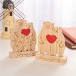 Personalisierte hölzerne Bär Familie rotes Herz Puzzle mit 2-6 Namen und Familiennamen Schreibtisch Dekoration Geburtstag Weihnachtsgeschenk für Familie