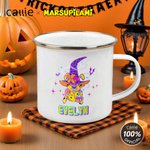 Personalised Multicolor Classic Cartoon Bats Halloween Witch Marsupilami 12 oz Enamel Mug with Name Halloween Gift for Kids | Callie × Marsupilami®