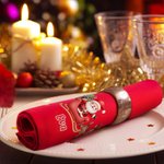 Servilleta personalizada de Papá Noel en 100% algodón con nombre para decoración de mesa regalo de Navidad para familia y amigos