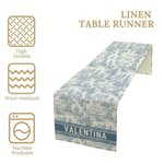 Personalized Toile De Jouy Multicolour Table Runner with Letters and Name Dining Room Home Decor Housewarming Gift for New Home Family Couples