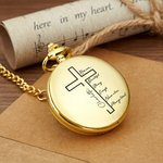 Personalized Bible Christian Cross Pocket Watch with Engraved Name Birthday Graduation Christening Gift for Christen Father Son