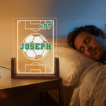 Personalized Ball Silhouette Acrylic LED Night Light with Wooden Base and Name Number Desk Decor Birthday Christmas Gift for Sports Lovers