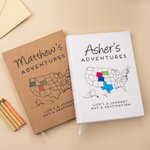 Personalized USA Adventure Map Name Journal Notebook with Lined Pages and Cover Name Gap Year Graduation Gift for Kids Graduates