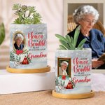 Personalised Photo Frame Design Ceramic Plant Pot with Bamboo Base and Title Sympathy Memorial Gift for Loss of Loved One