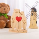 Personalisierte hölzerne Bär Familie rotes Herz Puzzle mit 2-6 Namen und Familiennamen Schreibtisch Dekoration Geburtstag Weihnachtsgeschenk für Familie