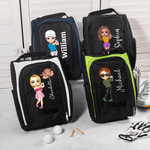 Personalized Cartoon Character Birth Flower Golf Shoes Bag with Name Multi-Compartment Sports Accessories Golf Club Birthday Gift for Golf Lovers
