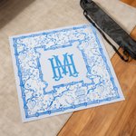 Personalized Chinoiserie Blue and White Flowers Mahjong Mat with Monogram Game Accessory Christmas Birthday Gift for Mahjong Lovers