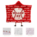 Personalized Balls Design Soft Hooded Blanket with Name and Number Team Birthday Christmas Gift for Sports Lovers