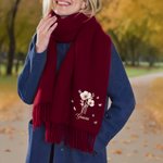 Personalized Watercolor Style Flower Multicolor Super Soft Tassel Warm Scarf with Name with Christmas Birthday Anniversary Gift for Family Friends