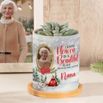 Personalised Photo Frame Design Ceramic Plant Pot with Bamboo Base and Title Sympathy Memorial Gift for Loss of Loved One
