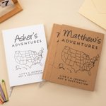 Personalized USA Adventure Map Name Journal Notebook with Lined Pages and Cover Name Gap Year Graduation Gift for Kids Graduates