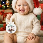 Personalized First Christmas Santa Claus Snowman Heart Round Ceramic Ornament with Name and Year Tree Decor Christmas Gift for Family Friends