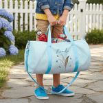 Personalizzato nascita fiore a strisce grande borsa in tela Duffle con nome e tracolla Sport viaggio essenziale Natale regalo di compleanno per le donne